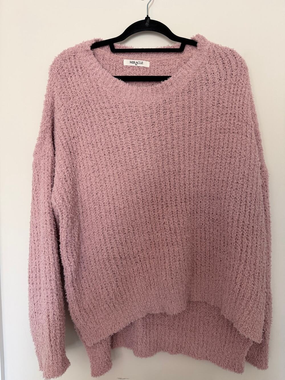 Miracle Dusty Rose Oversized Fuzzy Knit Sweater M/L PinkBlush